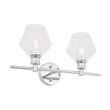 Living District Gene 2-Light Mid-Century Metal Wall Sconce in Chrome and Clear