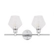 Living District Gene 2-Light Mid-Century Metal Wall Sconce in Chrome and Clear