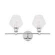 Living District Gene 2-Light Mid-Century Metal Wall Sconce in Chrome and Clear