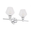 Living District Gene 2-Light Mid-Century Metal Wall Sconce in Chrome and Clear