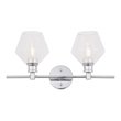 Living District Gene 2-Light Mid-Century Metal Wall Sconce in Chrome and Clear
