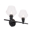 Living District Gene 2-Light Metal & Glass Wall Sconce in Black/Clear