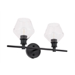Living District Gene 2-Light Metal & Glass Wall Sconce in Black/Clear