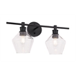Living District Gene 2-Light Metal & Glass Wall Sconce in Black/Clear