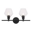 Living District Gene 2-Light Metal & Glass Wall Sconce in Black/Clear