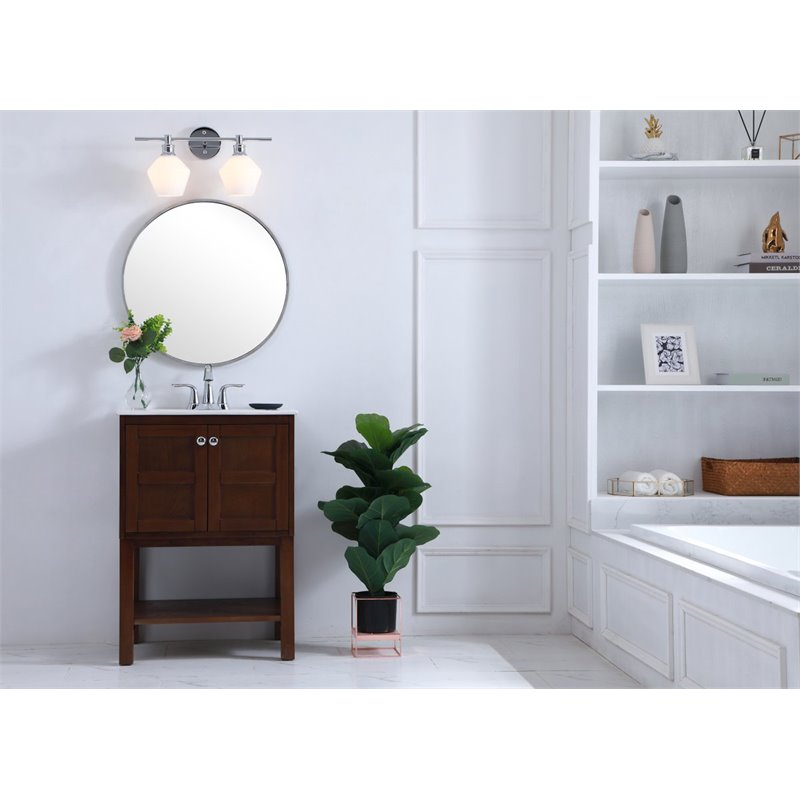 Living District Gene 2-Light Metal Wall Sconce in Chrome and Frosted White Glass