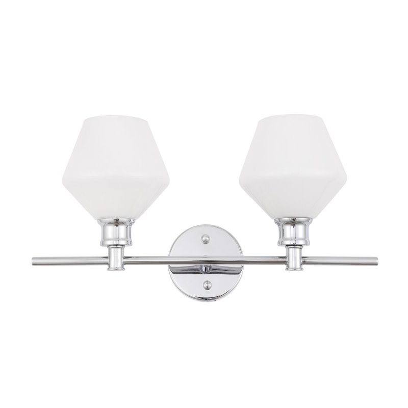 Living District Gene 2-Light Metal Wall Sconce in Chrome and Frosted White Glass