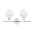 Living District Gene 2-Light Metal Wall Sconce in Chrome and Frosted White Glass