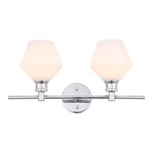 Living District Gene 2-Light Metal Wall Sconce in Chrome and Frosted White Glass