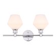 Living District Gene 2-Light Metal Wall Sconce in Chrome and Frosted White Glass