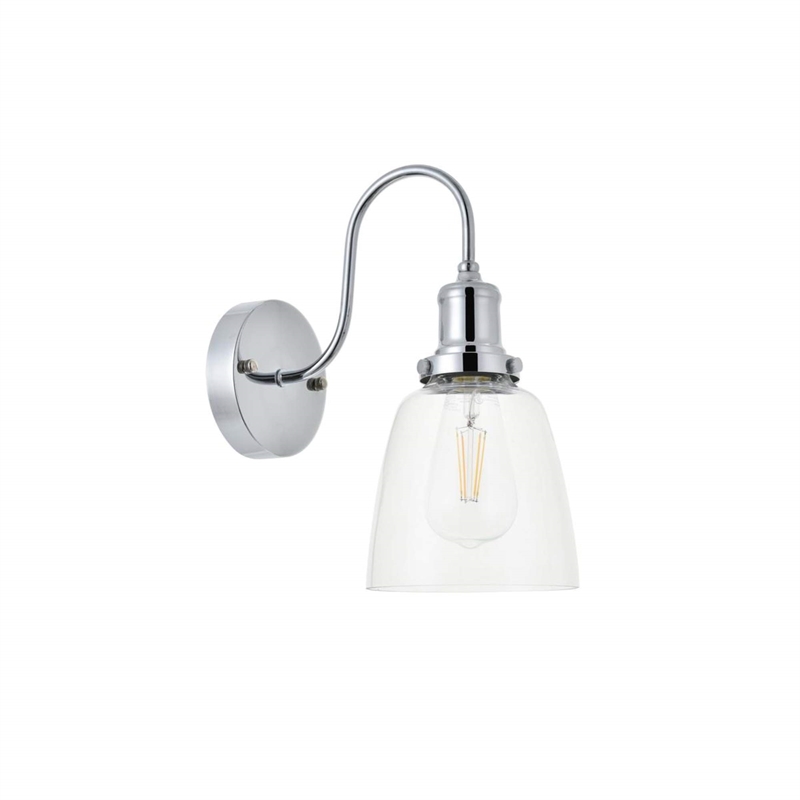 Living District Felicity 1-Light Metal Wall Sconce in Chrome and Clear