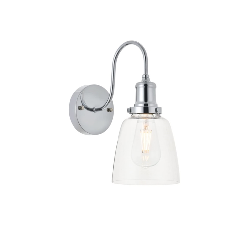 Living District Felicity 1-Light Metal Wall Sconce in Chrome and Clear