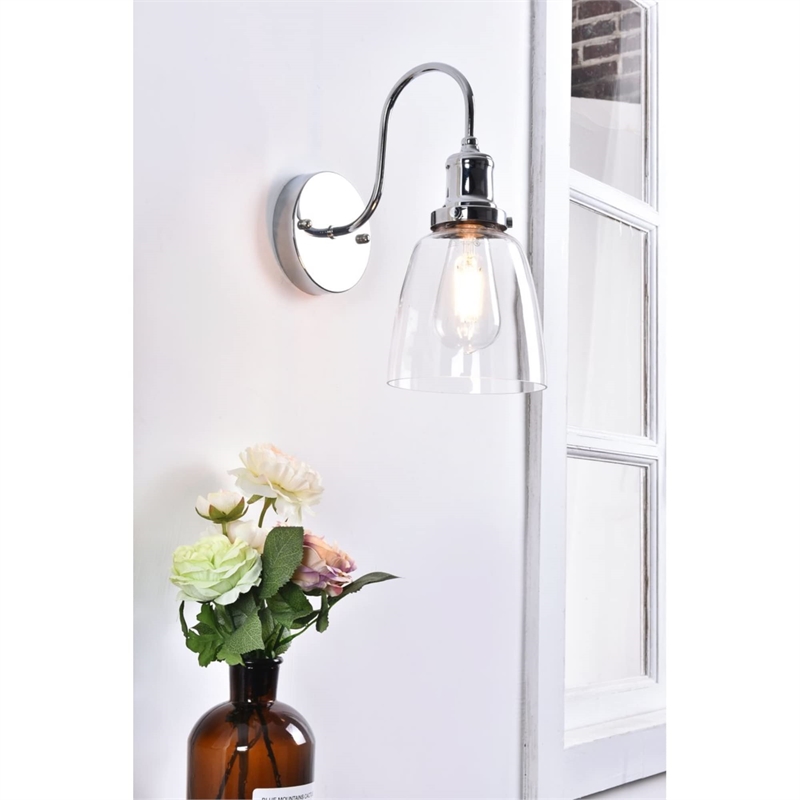 Living District Felicity 1-Light Metal Wall Sconce in Chrome and Clear