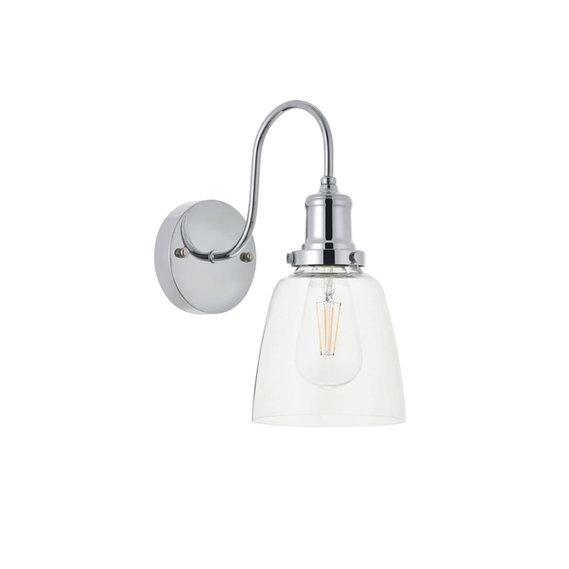 Living District Felicity 1-Light Metal Wall Sconce in Chrome and Clear