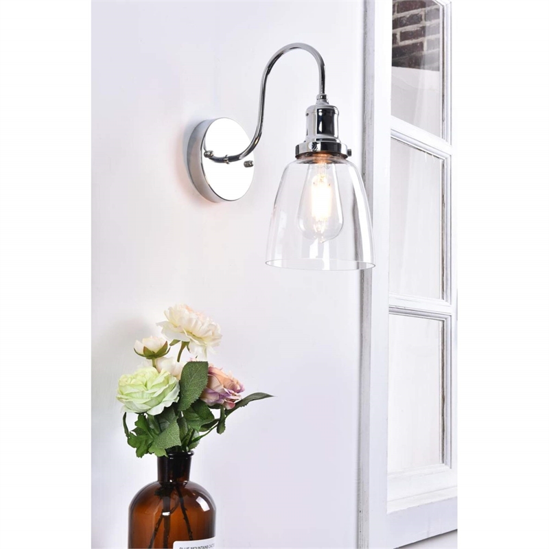 Living District Felicity 1-Light Metal Wall Sconce in Chrome and Clear