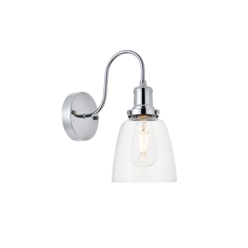 Living District Felicity 1-Light Metal Wall Sconce in Chrome and Clear