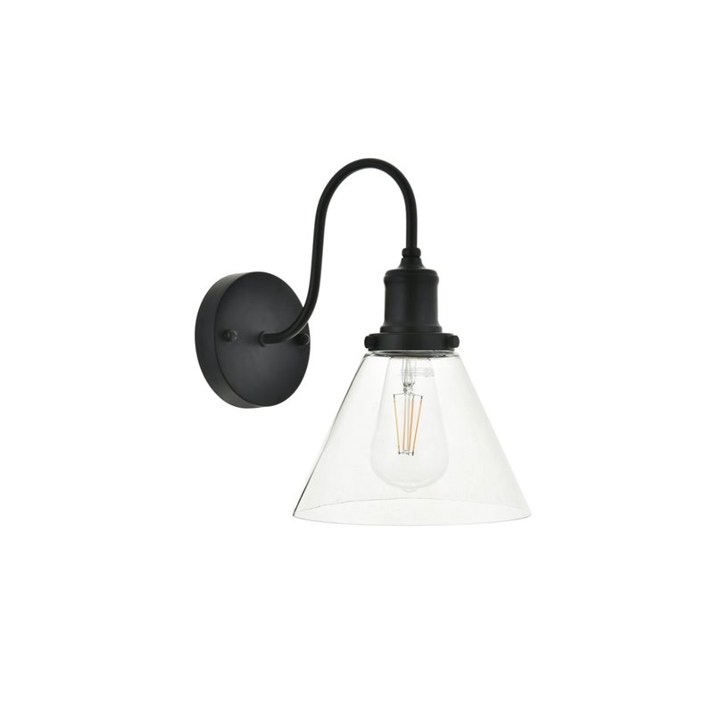 Living District Histoire 1-Light Metal Wall Sconce in Black and Clear