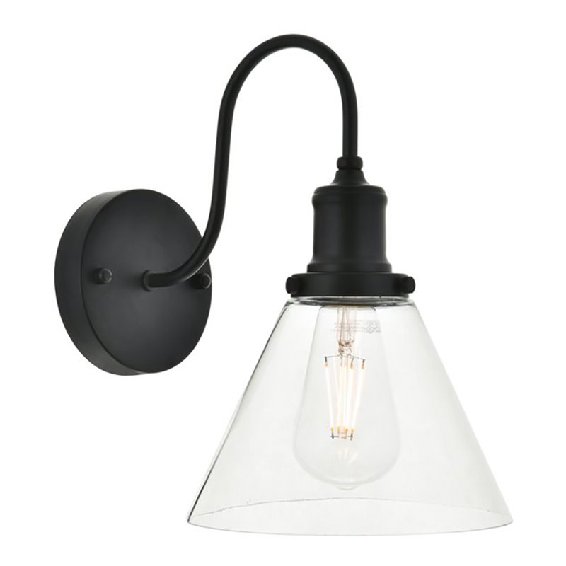 Living District Histoire 1-Light Metal Wall Sconce in Black and Clear