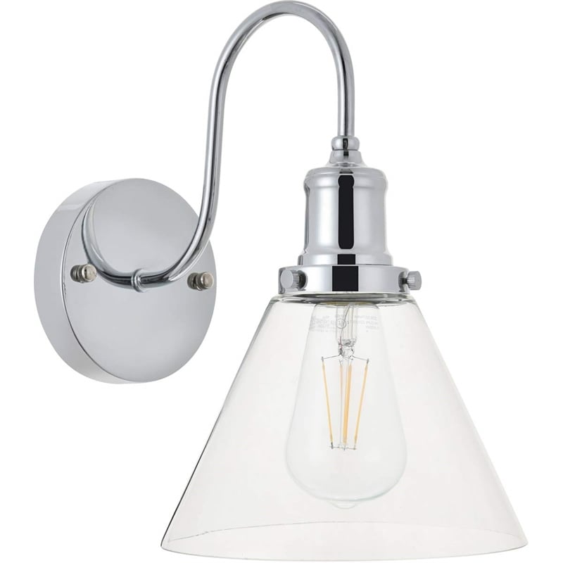 Living District Histoire 1-Light Metal Wall Sconce in Chrome and Clear