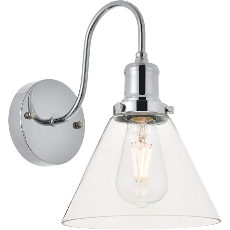 Living District Histoire 1-Light Metal Wall Sconce in Chrome and Clear