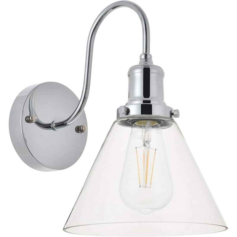 Living District Histoire 1-Light Metal Wall Sconce in Chrome and Clear