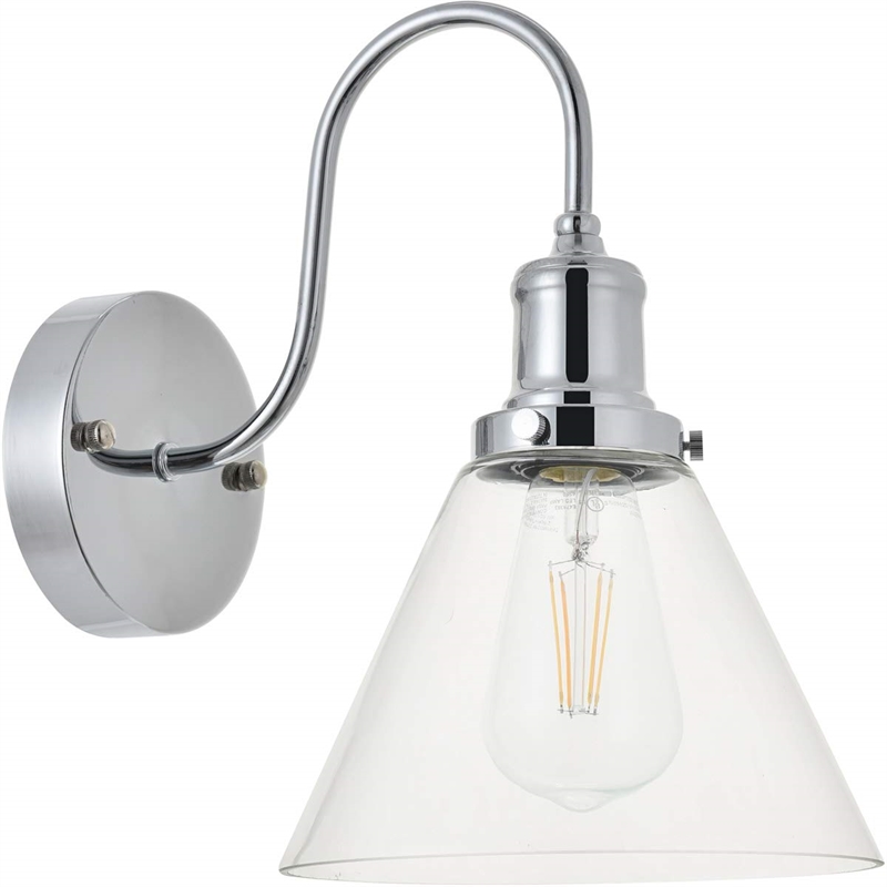 Living District Histoire 1-Light Metal Wall Sconce in Chrome and Clear