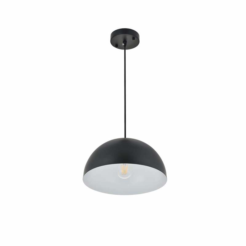 Living District Forte 1-Light Mid-Century Metal Pendant in Black