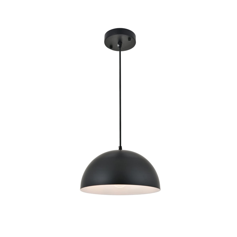 Living District Forte 1-Light Mid-Century Metal Pendant in Black