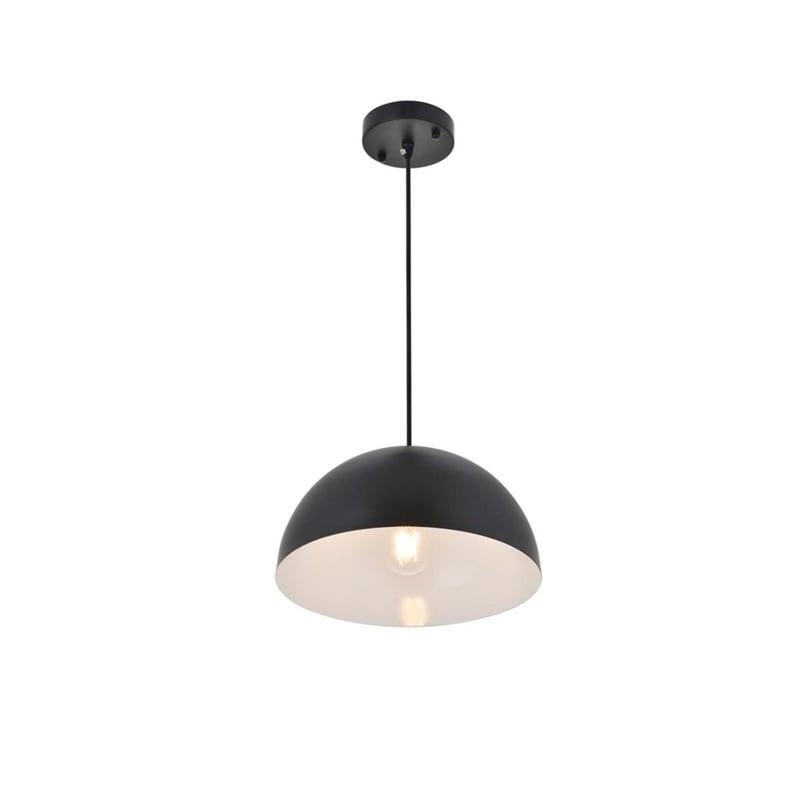 Living District Forte 1-Light Mid-Century Metal Pendant in Black