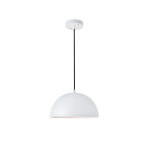Living District Forte 1-Light Mid-Century Metal Pendant in White Finish
