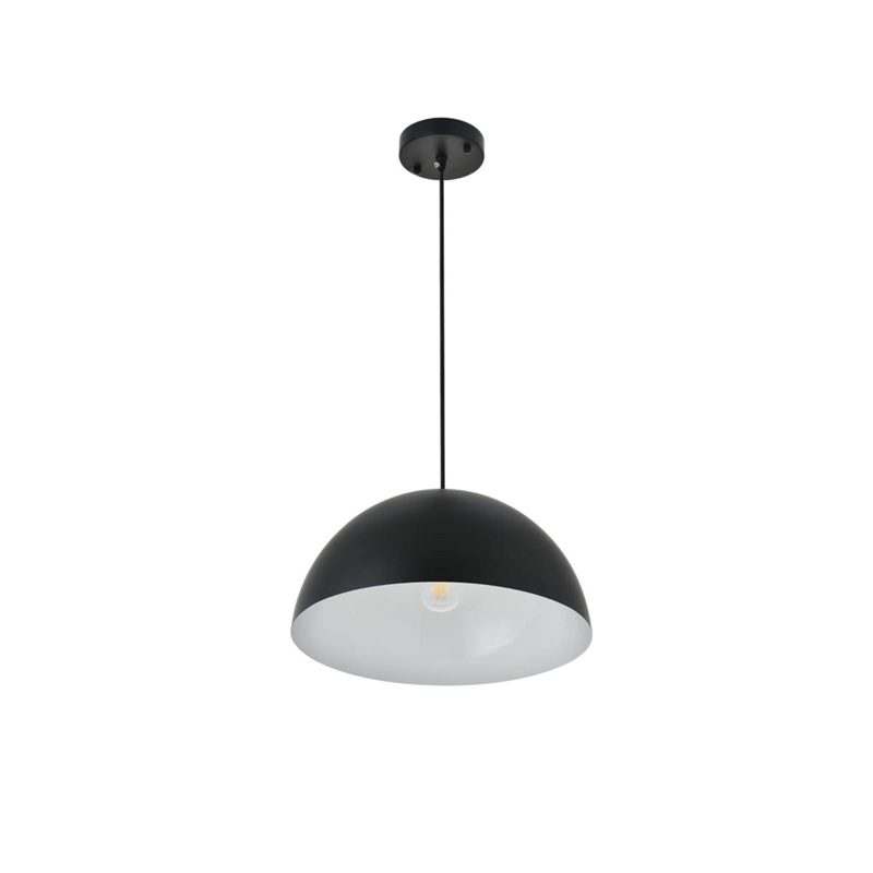 Living District Forte 1-Light Mid-Century Metal Pendant in Black Finish