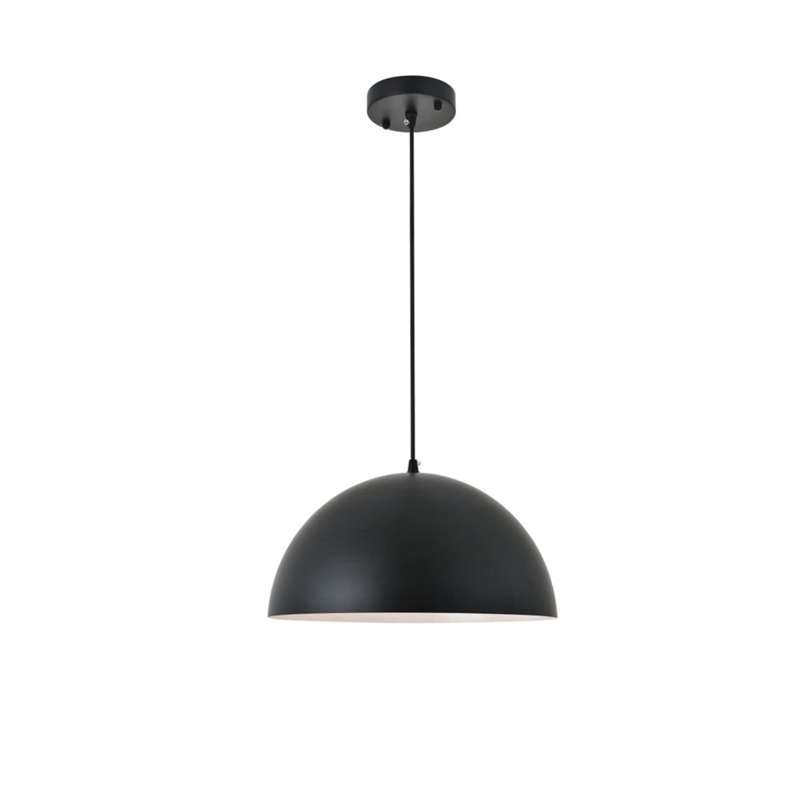 Living District Forte 1-Light Mid-Century Metal Pendant in Black Finish