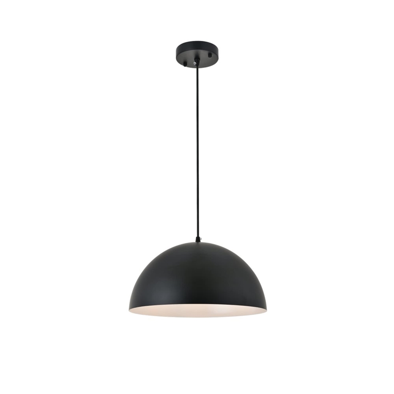 Living District Forte 1-Light Mid-Century Metal Pendant in Black Finish