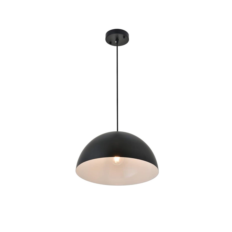 Living District Forte 1-Light Mid-Century Metal Pendant in Black Finish