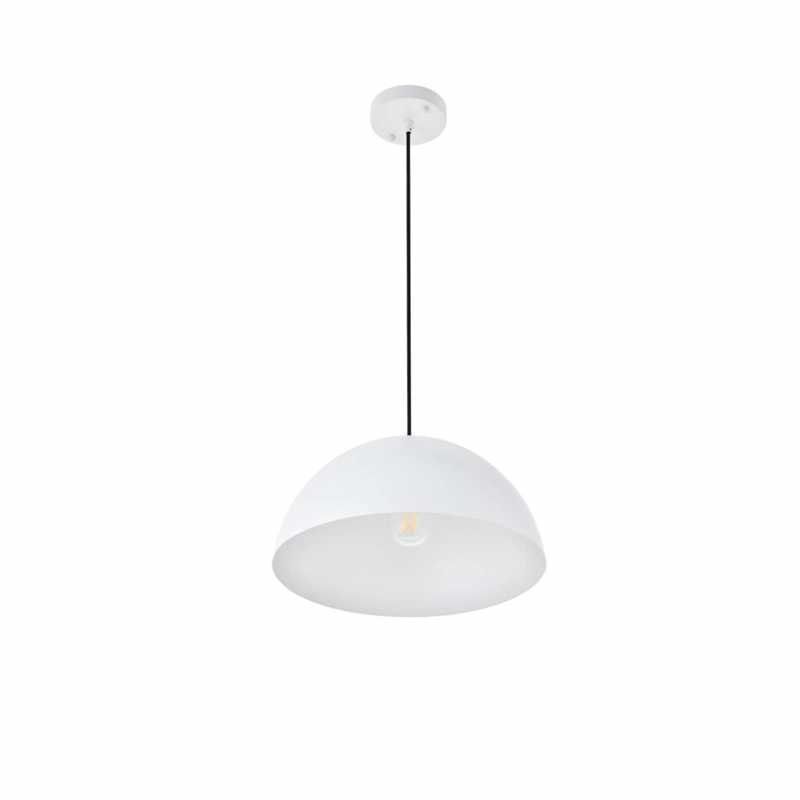 Living District Forte 1-Light Mid-Century Metal Pendant in White