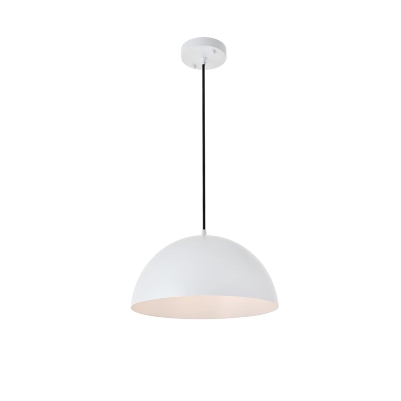 Living District Forte 1-Light Mid-Century Metal Pendant in White