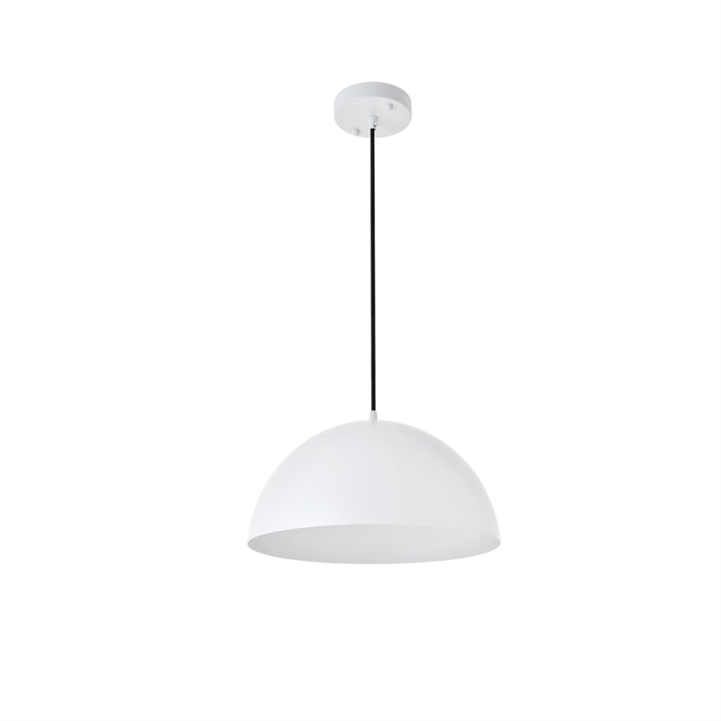 Living District Forte 1-Light Mid-Century Metal Pendant in White