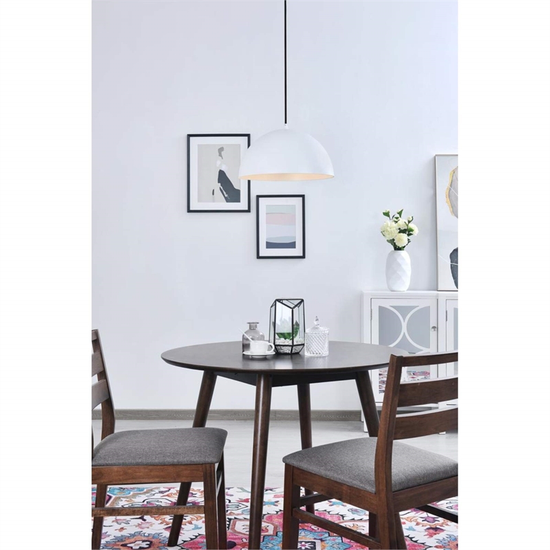 Living District Forte 1-Light Mid-Century Metal Pendant in White