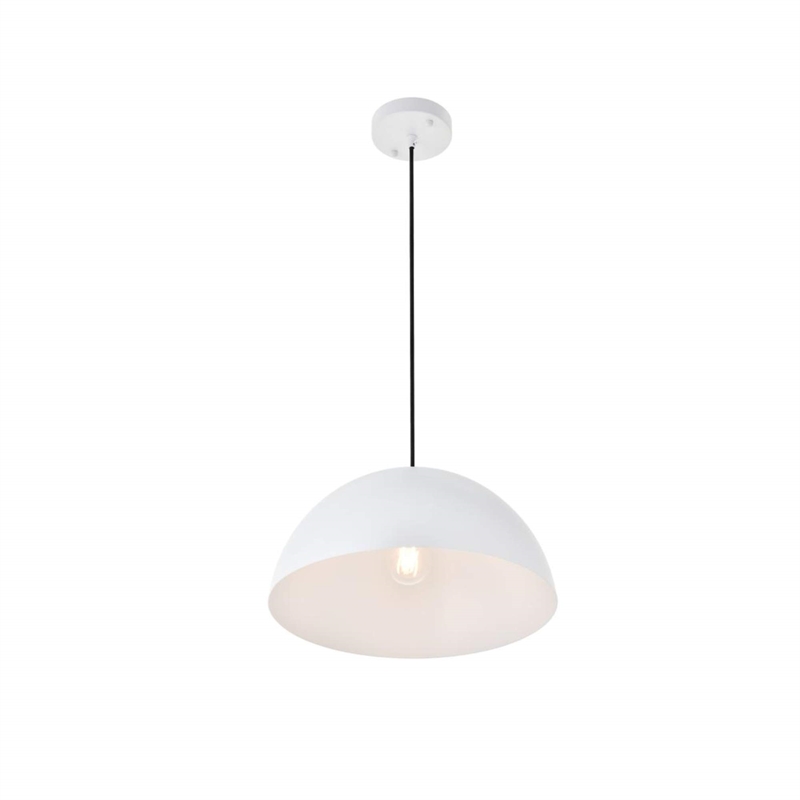 Living District Forte 1-Light Mid-Century Metal Pendant in White