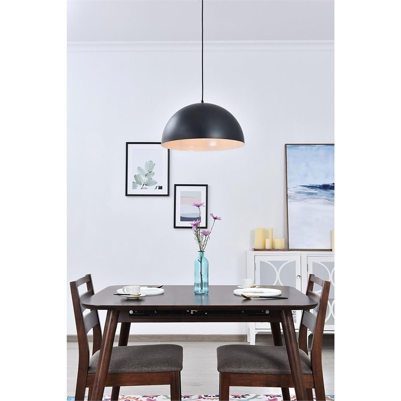 Living District Forte 1-Light Mid-Century Metal Pendant - Black Finish