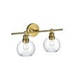 Living District Collier 2-Light Metal Wall Sconce in Brass and Clear Glass