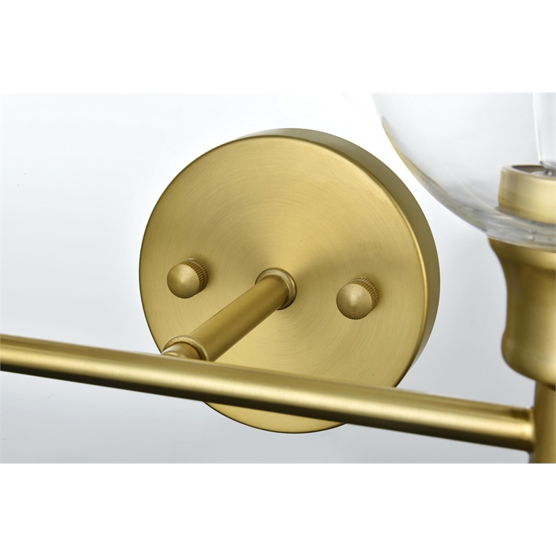 Living District Collier 2-Light Metal Wall Sconce in Brass and Clear Glass