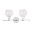 Living District Collier 2-Light Metal Wall Sconce in Chrome and Clear Glass