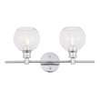 Living District Collier 2-Light Metal Wall Sconce in Chrome and Clear Glass