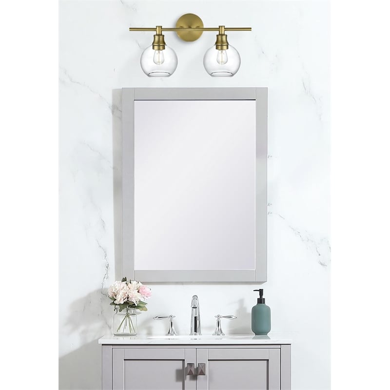 Living District Collier 2-Light Metal Wall Sconce in Black and Clear Glass