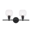 Living District Collier 2-Light Metal Wall Sconce in Black and Clear Glass