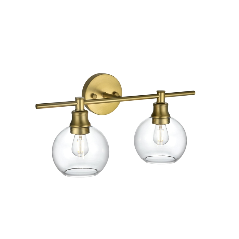 Living District Collier 2-Light Metal Wall Sconce in Black and Clear Glass