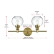 Living District Collier 2-Light Metal Wall Sconce in Black and Clear Glass