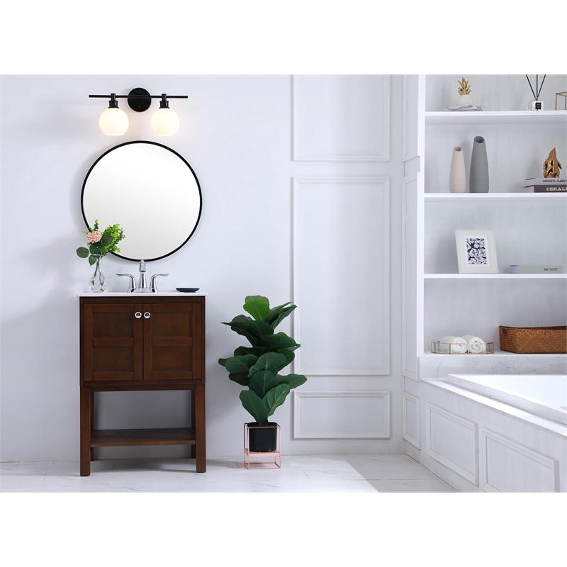 Living District Collier 2-Light Metal Wall Sconce in Brass and Frosted White
