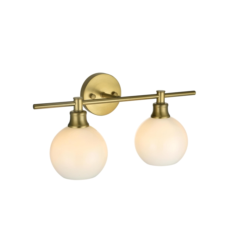 Living District Collier 2-Light Metal Wall Sconce in Brass and Frosted White